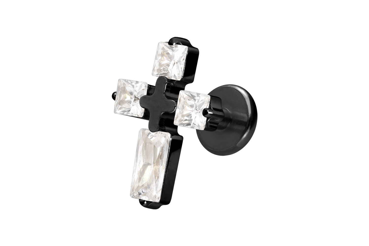 Titan Labret Piercing mit Innengewinde KRISTALLKREUZ